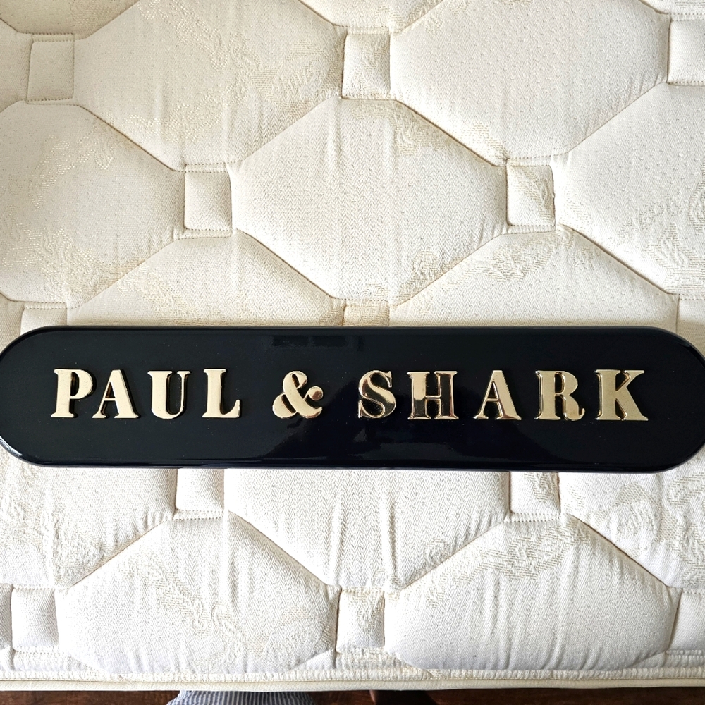 Paul&Shark Store Sign – Gold Lettering on Black Wood – Nautical Boutique Display